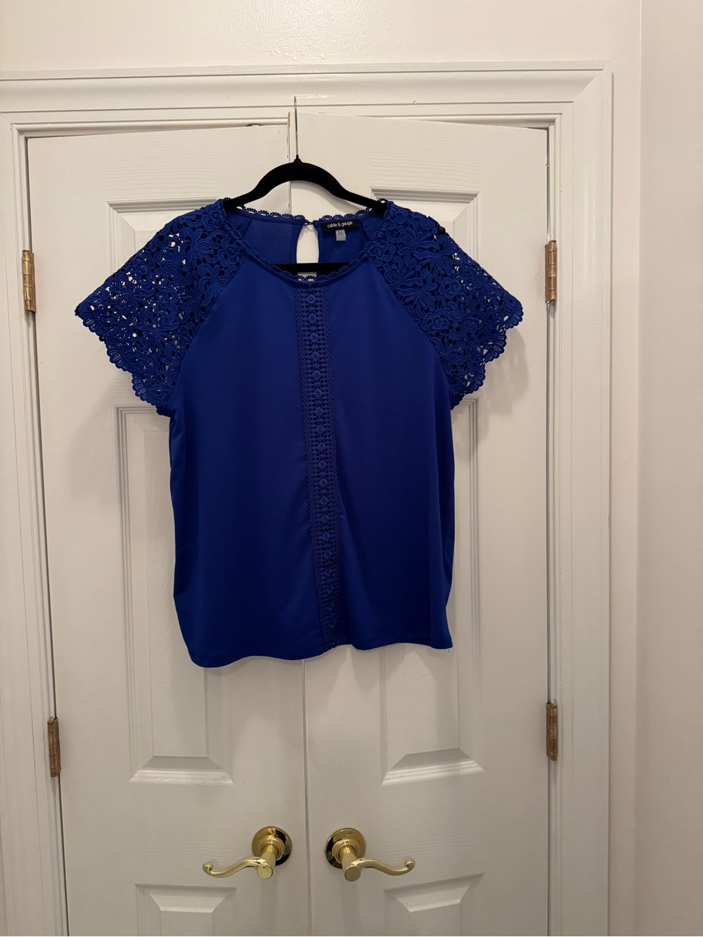 Never worn Women's Blue Lace Sleeve Blouse